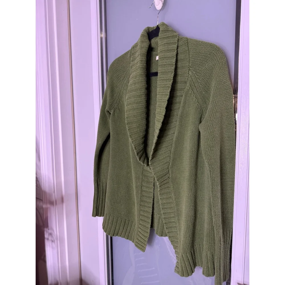 Old Navy Green Ribbed Open Cardigan Sweater M - Picture 3 of 7